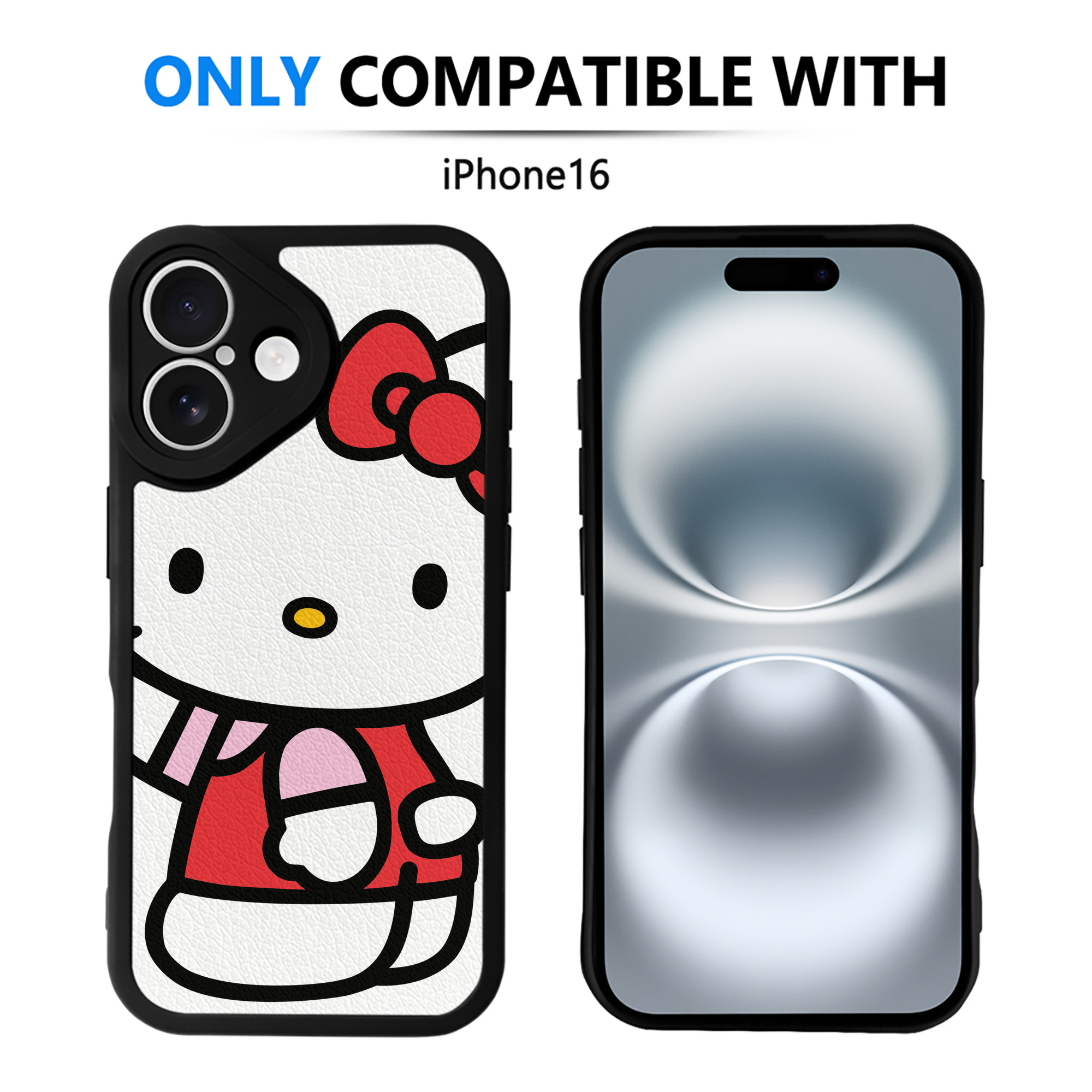 （画像用） Hello Kitty ハローキティ 【iPhone 16シリーズ対応】シリコンスマホケース（レザー調） 材質：シリコン